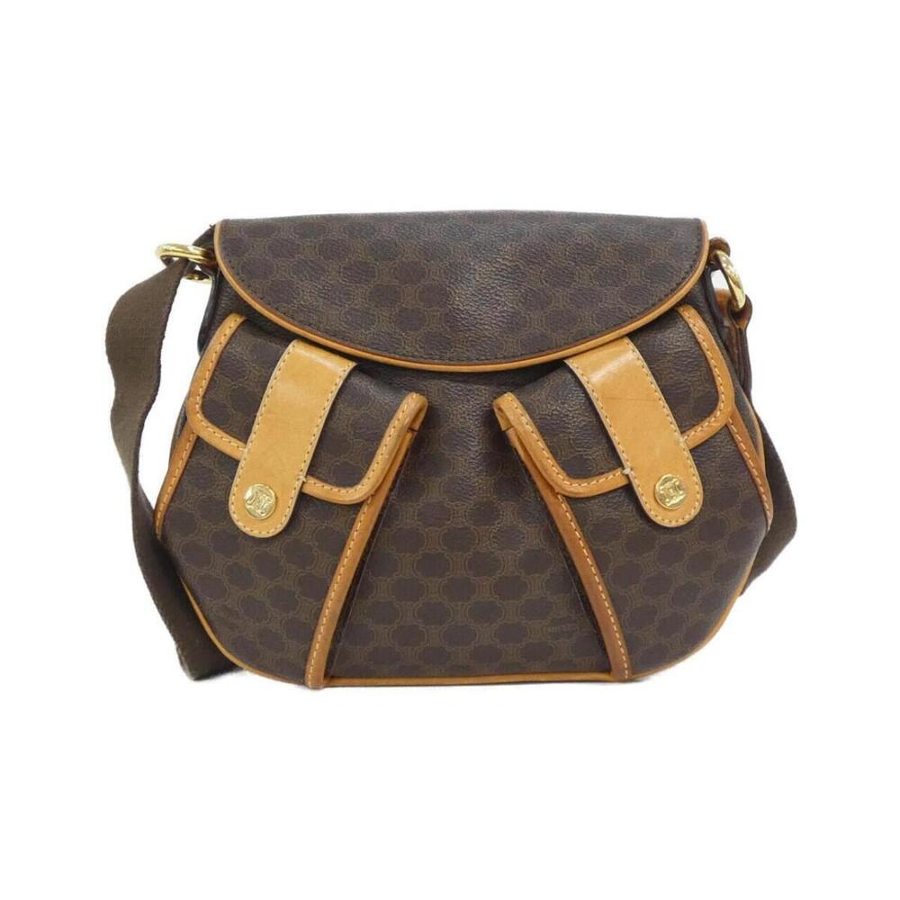 Celine Macadam pattern shoulder bag distinctive brown